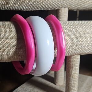 Unique Vintage Pink and White Bracelet Set